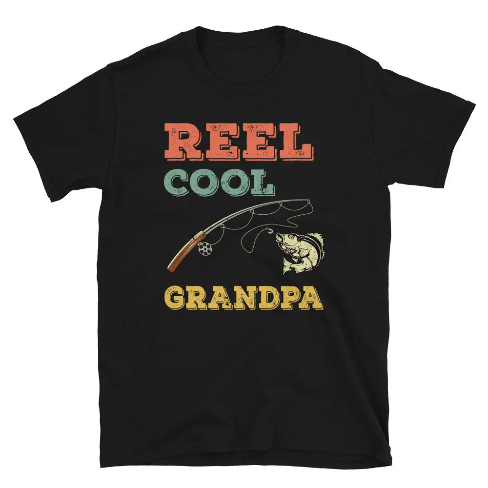 Reel Cool Grandpa Walleye T Shirt Retro Fishing Rod Catch Vintage