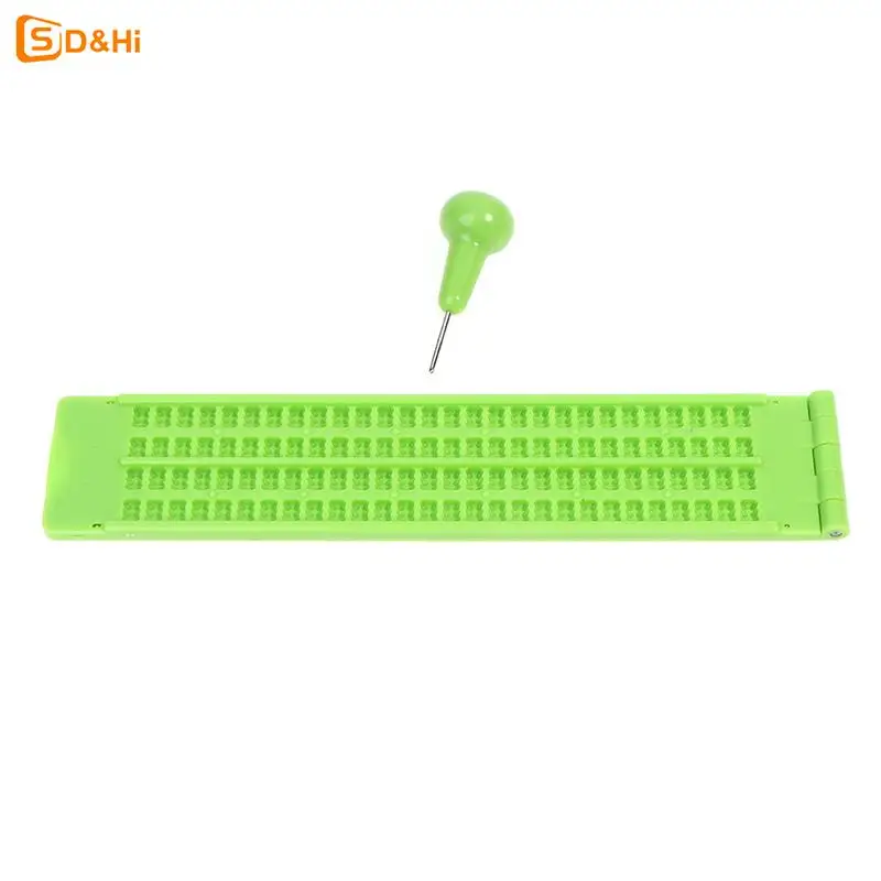 Plastic Braille Writing Slate Portable Practical Vision Care With Stylus Plastic School Learning Green Tool Accessory