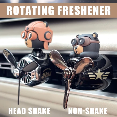 Imagen 2 del producto Hélice giratoria piloto oso perro ambientadores de coche accesorios decoraciones divertido clip de ventilación difusor de perfume aroma fragancia hombres