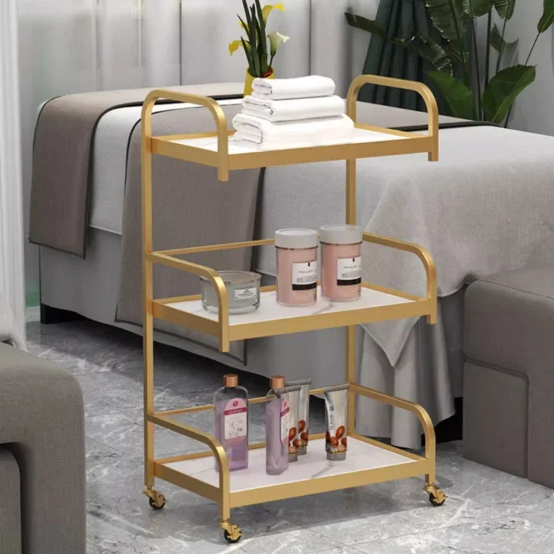 

A Light Luxury High-end Cosmetologist Trolley Tattoo Instrument Tool Trolley 3-layer Beauty Trolley Barbershop Tools Storage