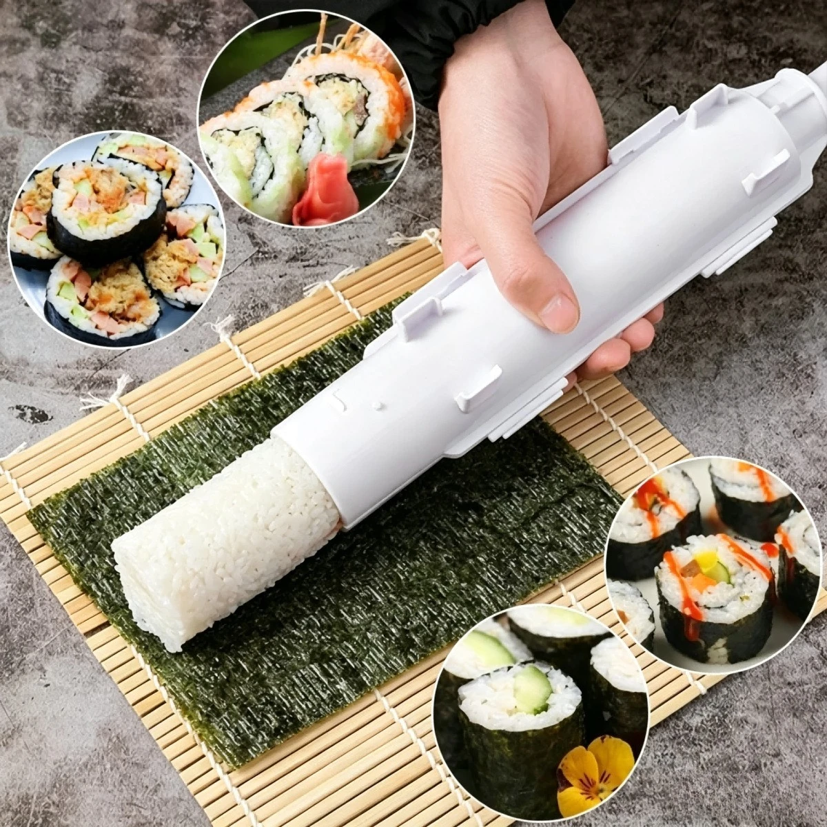 Multifunctional Sushi Roller Maker Rice Mold Vegetable Meat Rolling Gadgets DIY Sushi Device Making Machine KitchenWare Tool