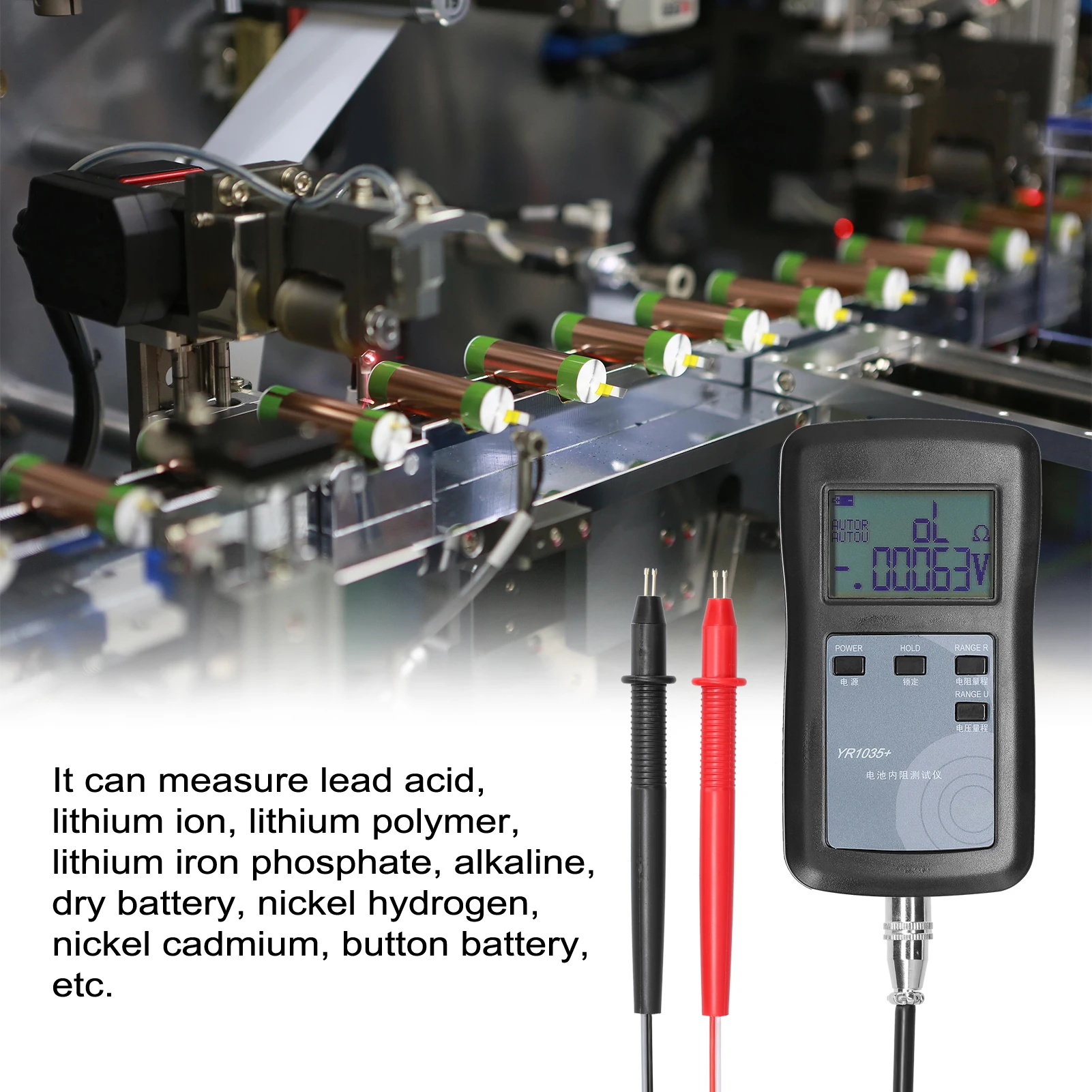 4-Wire YR1035+/YR1030+ High Precision Fast Lithium Battery Internal Resistance Test Instrument 100V Electric Vehicle Group 18650