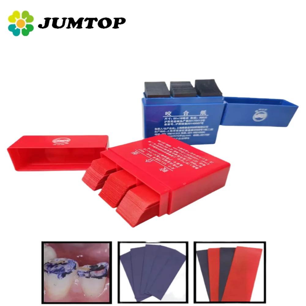 55x18mm Dental Articulating Paper Strips (Blue/Red) - Dual-Function for Teeth Bite Analysis and Whitening Procedures
