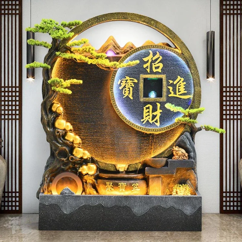 round Water Curtain Wall Water Screen Gourd Lucky Hallway Office Club Floor