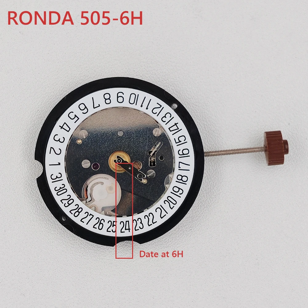 روندا 505-6 ساعة كوارتز حركة استيراد الآلية الأصلية 505-6H تعديل أجزاء البطارية وشملت التاريخ عند الساعة 6 #1