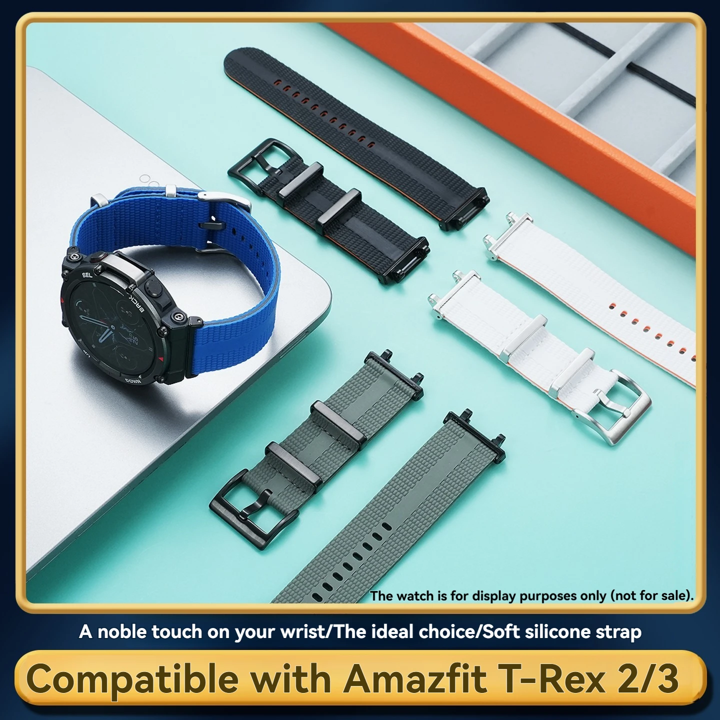 Силиконовый спортивный ремешок для умных часов AMAZFIT T-Rex 3 и T-Rex 2, специальный интерфейсный ремешок для Tyrannosaurus Trex 2 и 3.