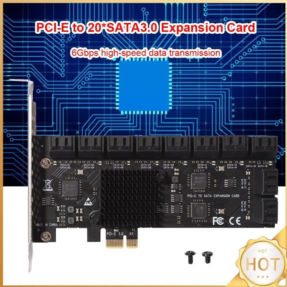 SA3120J PCIE Adapter 20 Port 6Gbps PCI-Express X1 to SATA 3.0 Controller Cards Riser Expansion Card Controller