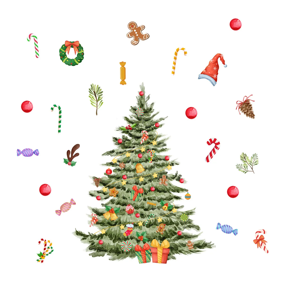 

3 Sheet Christmas Toilet Lid Stickers Self-Adhesive Decals with Christmas Tree Lights Colorful Balloons And Ribbon Pattern