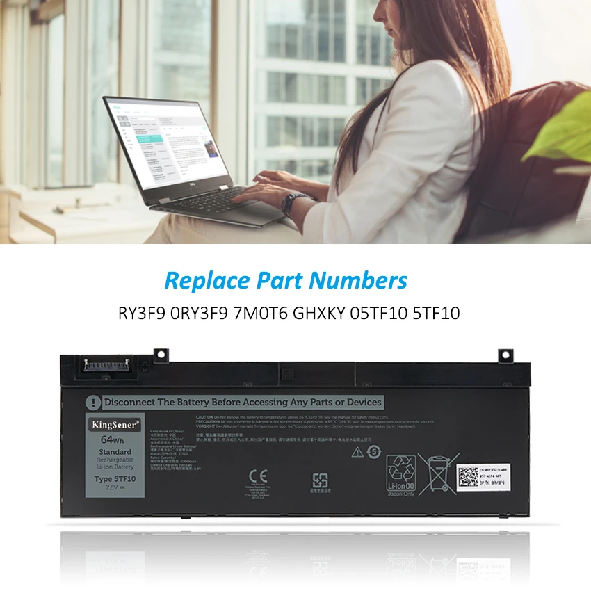 KingSener 5TF10 Laptop Battery For Dell Precision 7730 7740 7530 7540 P34E P74F P34E001 P34E002 P74F001 P74F002 7.6V 64WH
