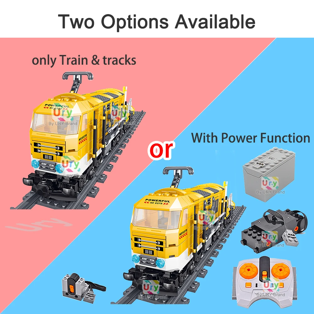 Ensembles de train électrique technique pour enfants, ville, fret, voie ferrée à vapeur, moteur d\'ingénierie, voiture RC, blocs de construction,