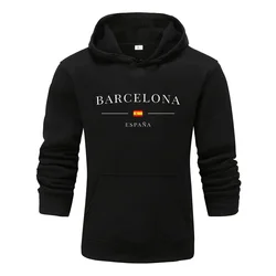 Men's BARCELONA Print Design Hoodies Luxury Hooded Sweatshirts Autumn Winter Warm Clothing for Male Casual Streetwear tracksuit