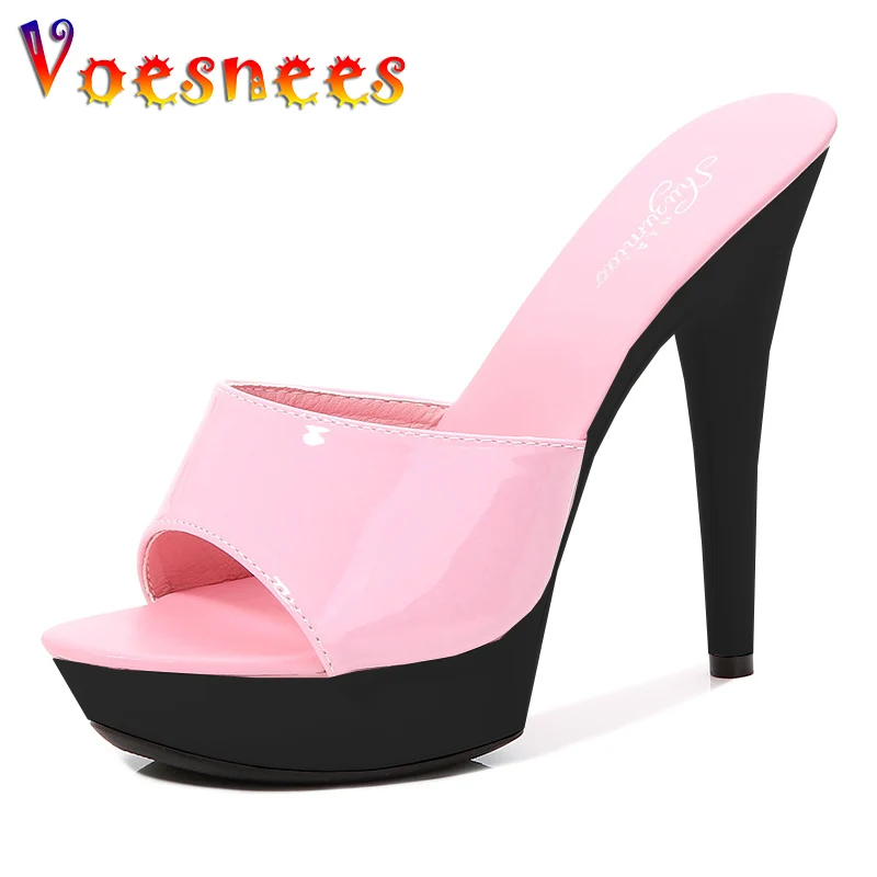 Brand Designer Sandals 2022 New Women Candy Color Slippers High Heels Slippers Sandals 13cm  Pointed Toe Slides Party Sexy Shoes