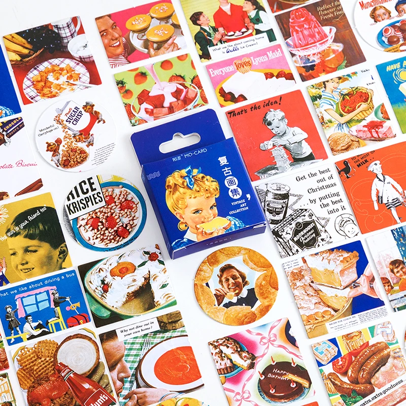 

45 Sheets Retro Box Stickers Art Magazine Stickers Diary Decoration Sealing Sticker Envelope Stickers