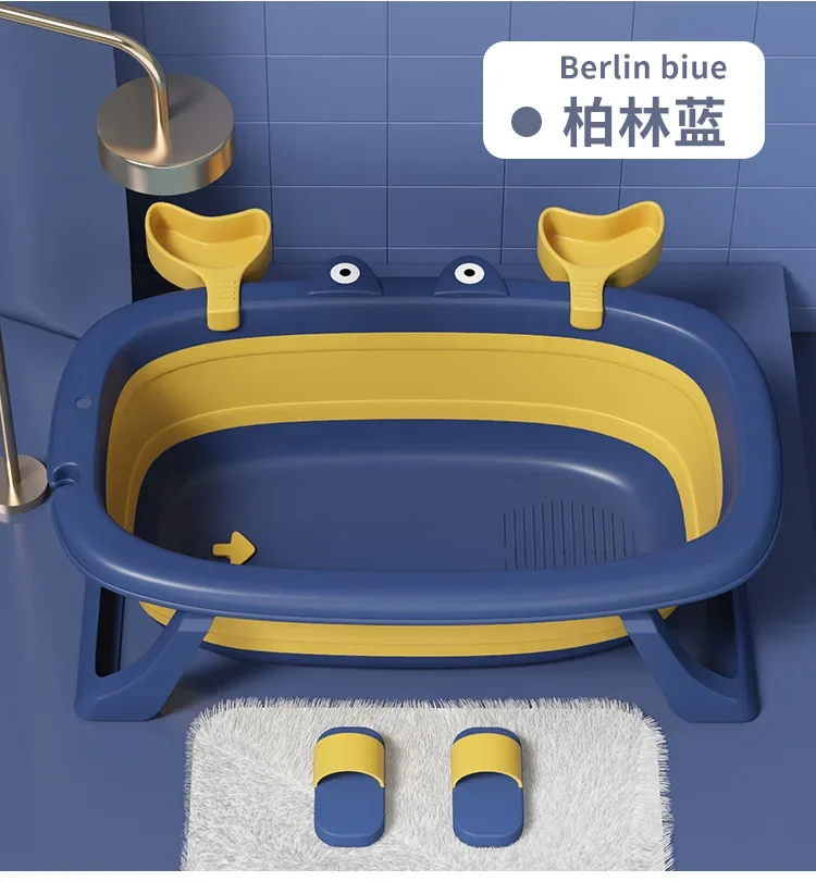 만화 신생아 접이식 욕조, 확장 미끄럼 방지 디자인, 양면 보관 슬롯, 아기 욕실 용품, 유아 욕조 