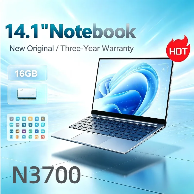 Intel N3700 Ultra Slim 14.1 Inch Laptop 16GB RAM 2TB SSD Notebook PC 19201080 FHD Display For Office Study Daily Gaming