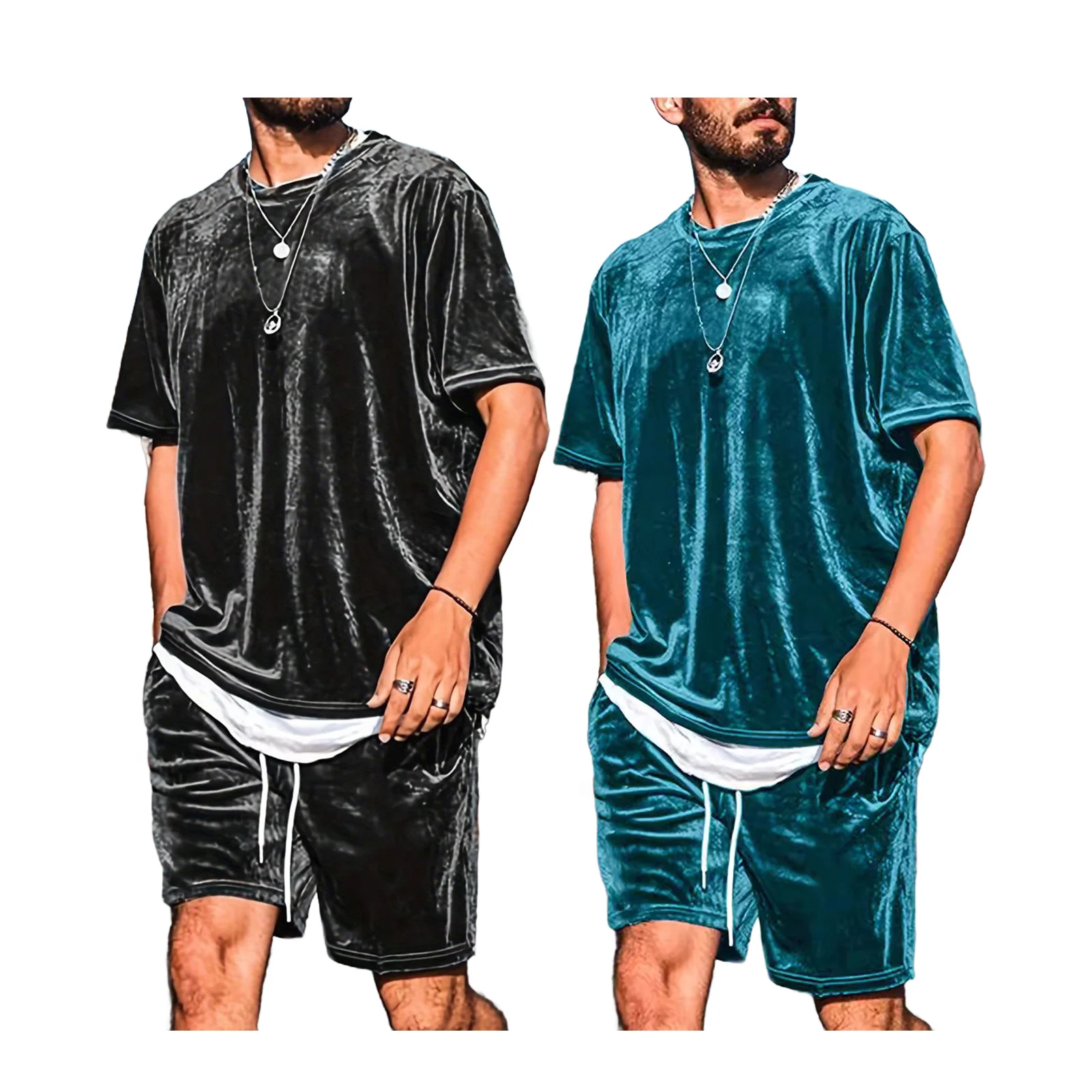 

Новый летний мужской комплект из двух предметов, повседневные комплекты футболок и шорт, мужской спортивный костюм, модный спортивный костюм с коротким рукавом