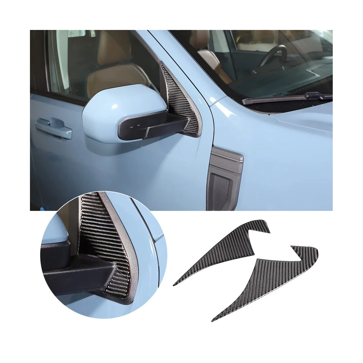 Car A Pillar Triangle Cover Decorative Trim Stickers for Ford Maverick 2022 2023 Accessories - Soft Carbon Fiber