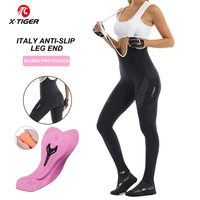 X-TIGER Women Cycling Pants MTB 5D Padded Cushion Cycling Bib Pants Road Bike Trousers Breathable Reflective Bicycle Long Tights