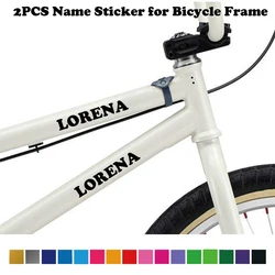2pcs Personalised Vertical Bicycle Frame Sticker Decorative Text Decals Waterproof Cycling Accessories Name Labels