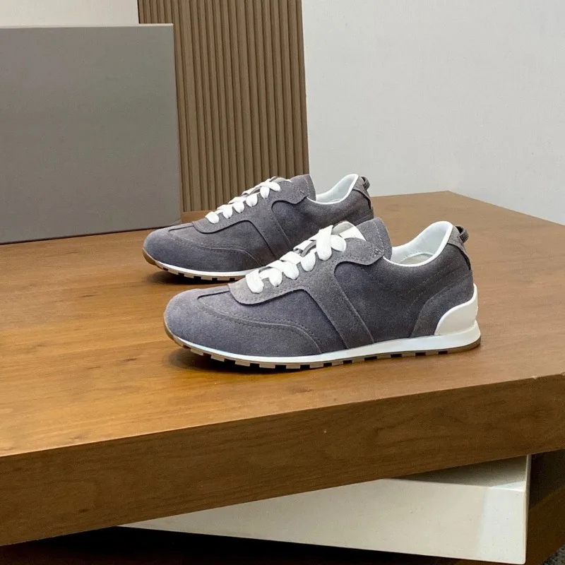 BC* New 26FW Men Shoes Old Money Style Thick Sole Causal Retro Sneakers Couple Style Cowhide Leather Casual Sports Shoes