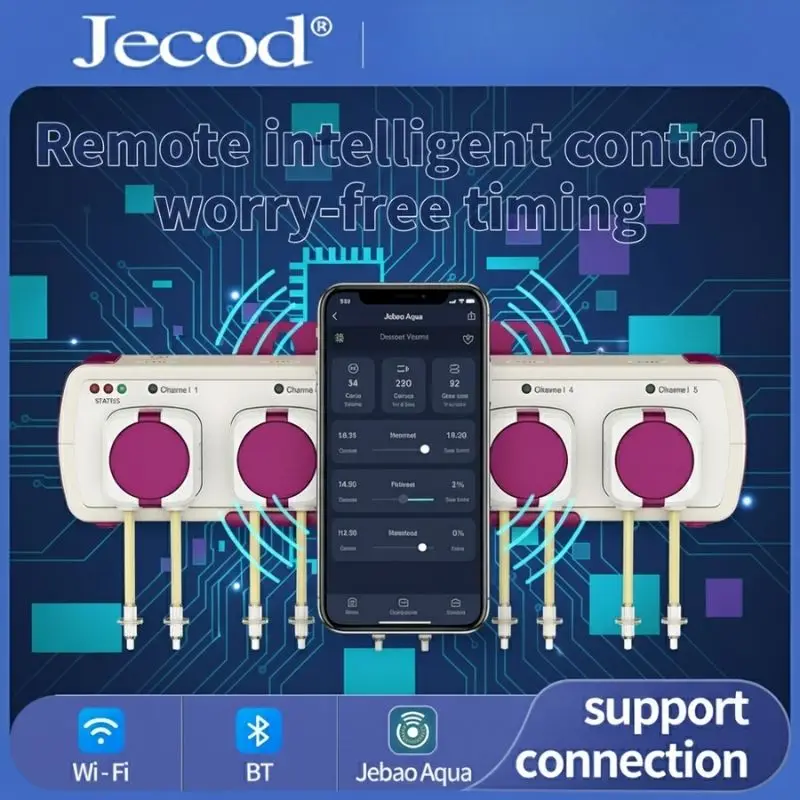 Intelligente Dosierpumpe mit WLAN- und Bluetooth-App-Steuerung, Jebao Aqua Doser Automatische Peristaltikpumpe für Aquarien, Riffe, Korallen und Pflanzentanks, Präzise Dosierung