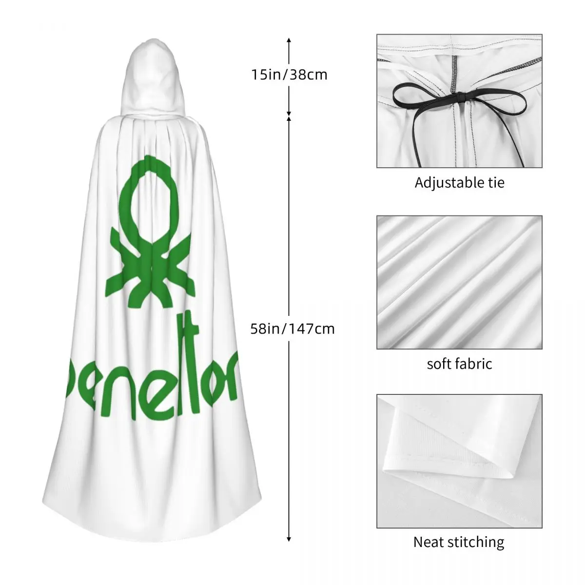 United Colors Of Benetton Long Hooded Cloak Witch Medieval Costume Cosplay Cape HalloweenVampire Adult Unisex view 4