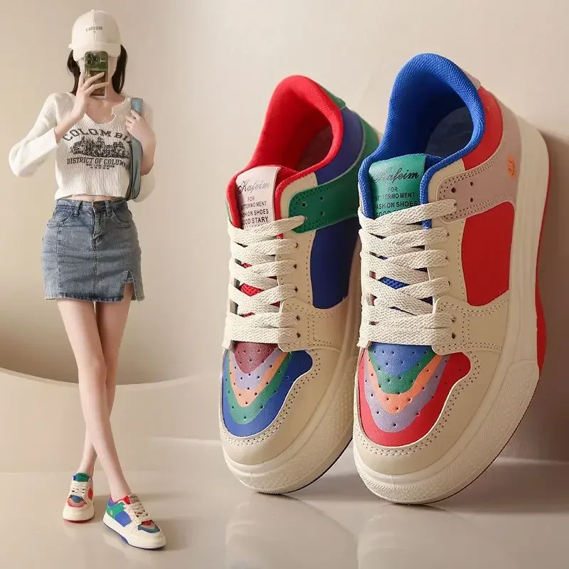 

Hot Sales Mandarin Duck Shoes Burst Rainbow 2023 Autumn New Fashion Network Red Casual Women's Shoes Sneakers Women