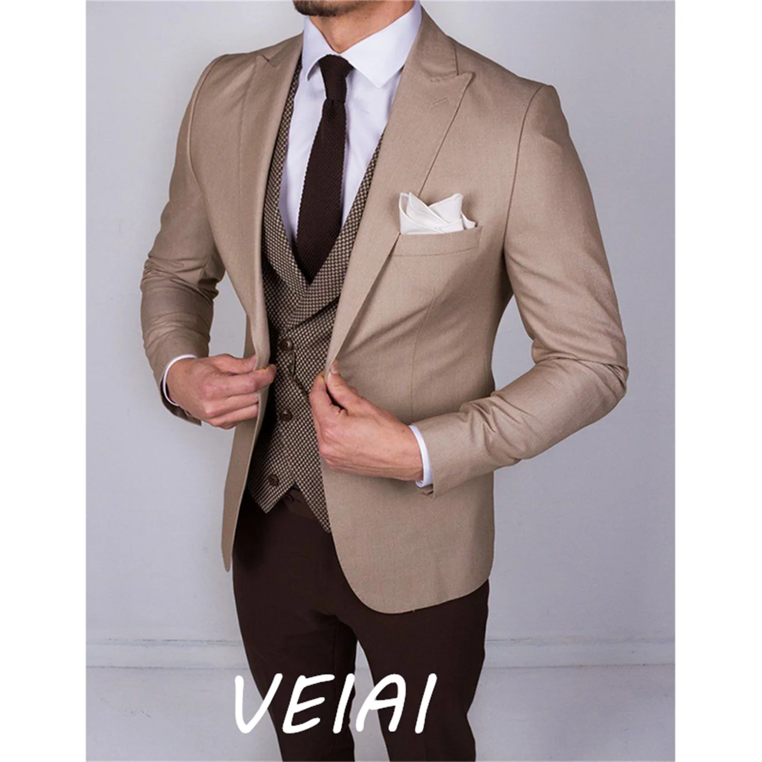 

Customized Fashion One Button Men's Wedding Prom Suits Slim Fit Skinny Men's Business Suits 3 Pieces(Jacket+Pant+Vest+Tie)traje