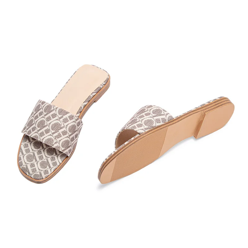 Sandalias antideslizantes para mujer, zapatillas con estampado de letras, suela antideslizante, cómodas, diseño clásico Simple, temporada, nueva moda de verano