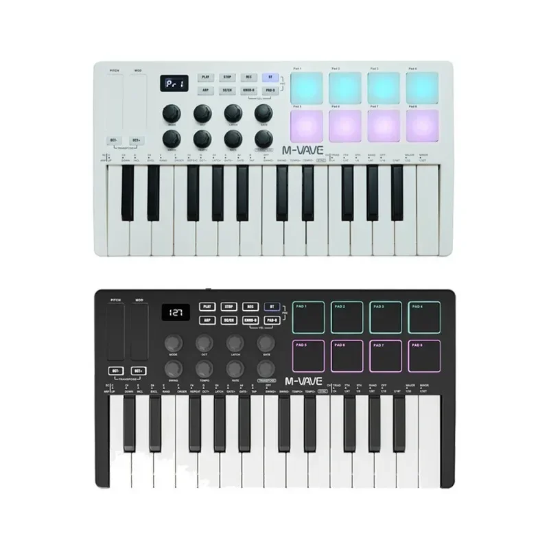 25-Key MIDI Controller Keyboard Mini Portable USB Music Arranger Keyboard 8 RGB Backlit Pad Arranger Musical Instruments