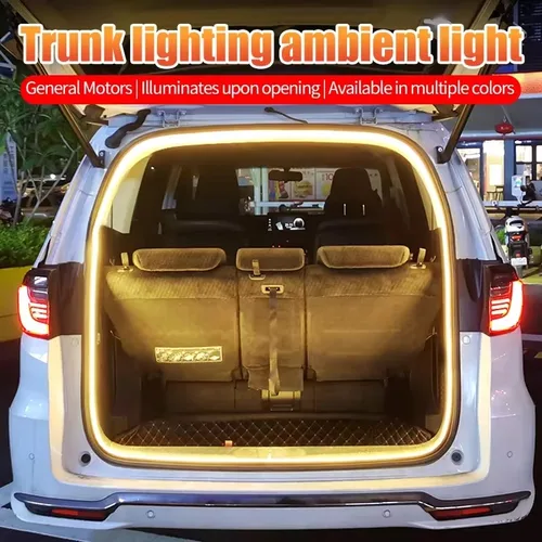 Imagen 2 del producto Tira de luces de flujo dinámico para maletero de coche, lámpara de escaneo de encendido/apagado automático de 4m/2m, tira de luz Flexible impermeable, instalación oculta