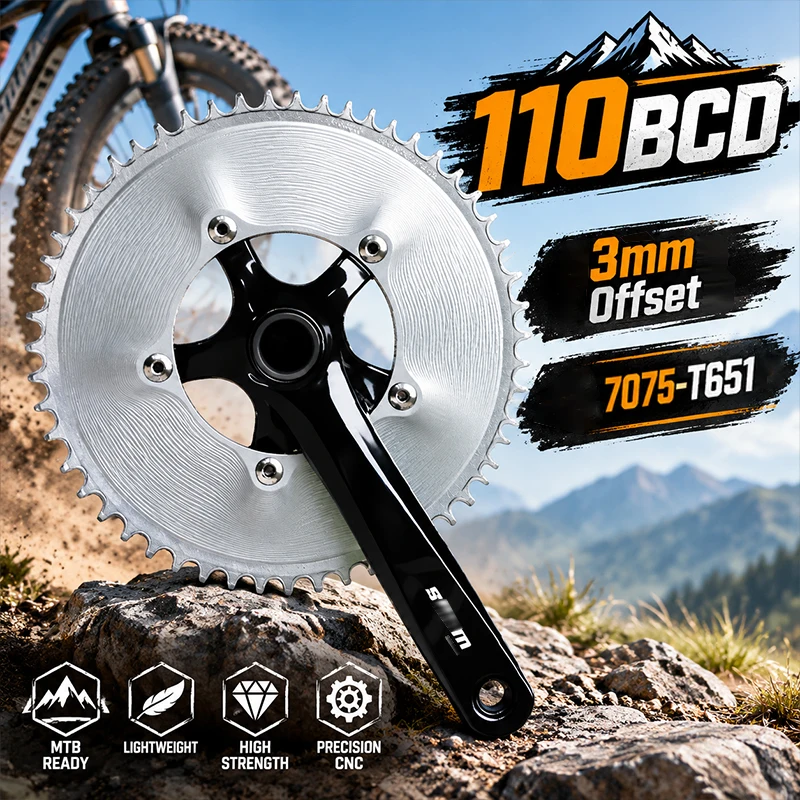 110 Bcd 5-Hole Chainring for Rotor 3mm Offset Narrow Wide 40 42 44 46 48 50 52 54 58 Teeth 11v 12v Road Bike Single Crown