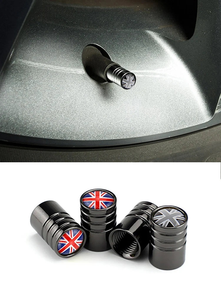 4szt UK England British Flag Bike Moto Car Wheel Tires Valve Caps Cover For Vauxhall Mini Cooper Ford Kia Hyundai VW Accesories — zdjęcie 2