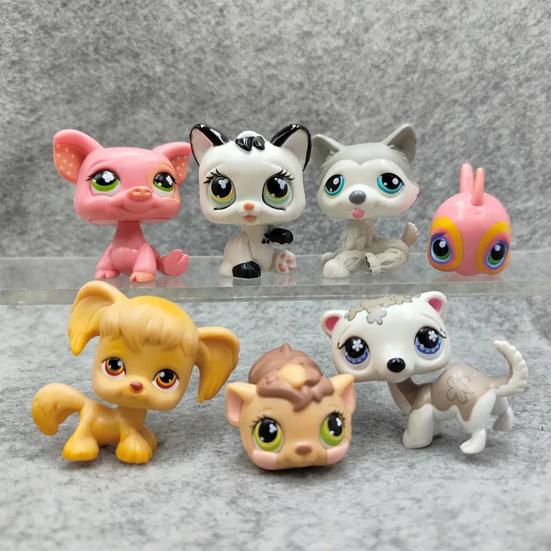 7 pz/set Negozio di Animali Lps Giocattoli Cane GRANDE DANE Collezione Bianco Marrone Vecchio Cucciolo Littlest Animale Figura Carino Regalo Del