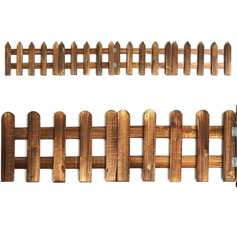 20/30/40/50cm Carbonized antiseptic Wooden pile fence Garden wood fence Balcony courtyard decoration Flowerbed wood Small fence