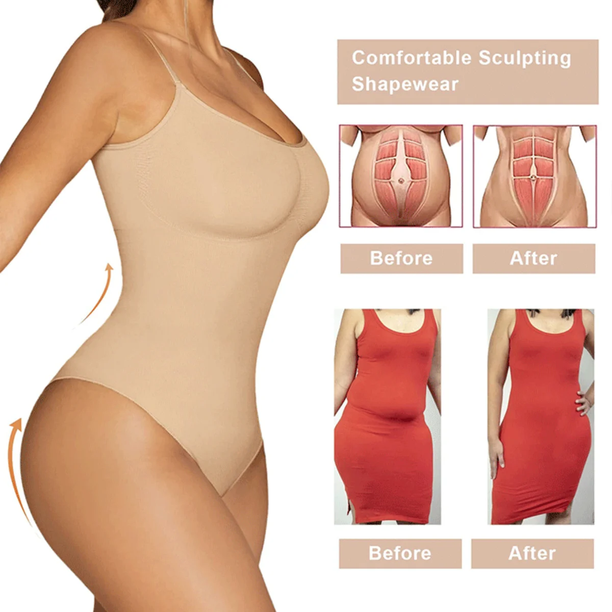 Sexy Women High Elastic Camisole Bodysuits Shapewear Seamless Tummy Control Jumpsuit Hip Butt Lifter Rompers Shapping Underwear