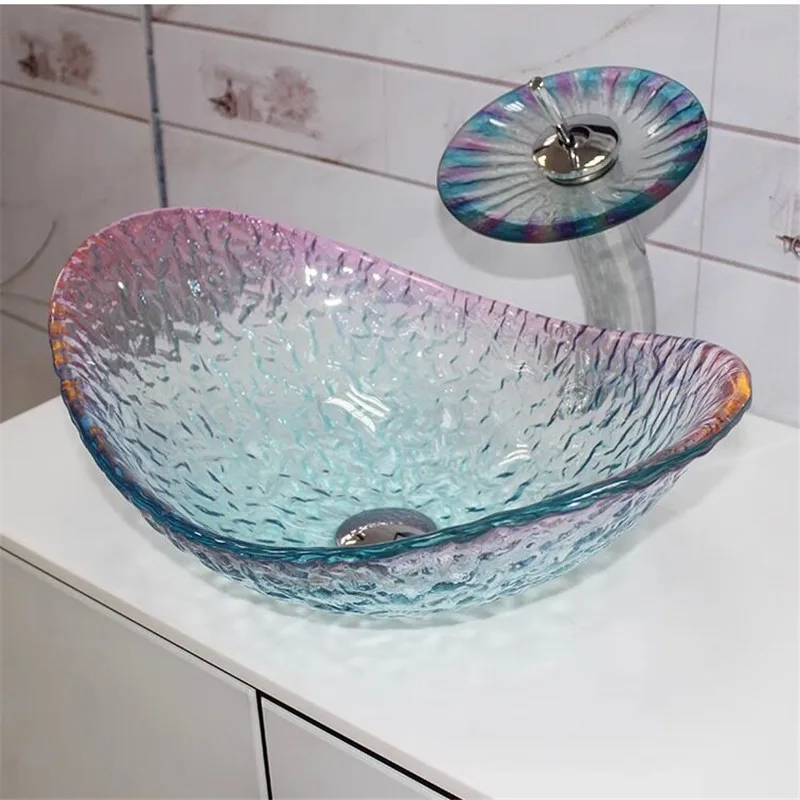 

Умывальник из закаленного стекла, креативный художественный умывальник, прозрачный умывальник для столешницы, умывальник, летний цветной умывальник для отелей