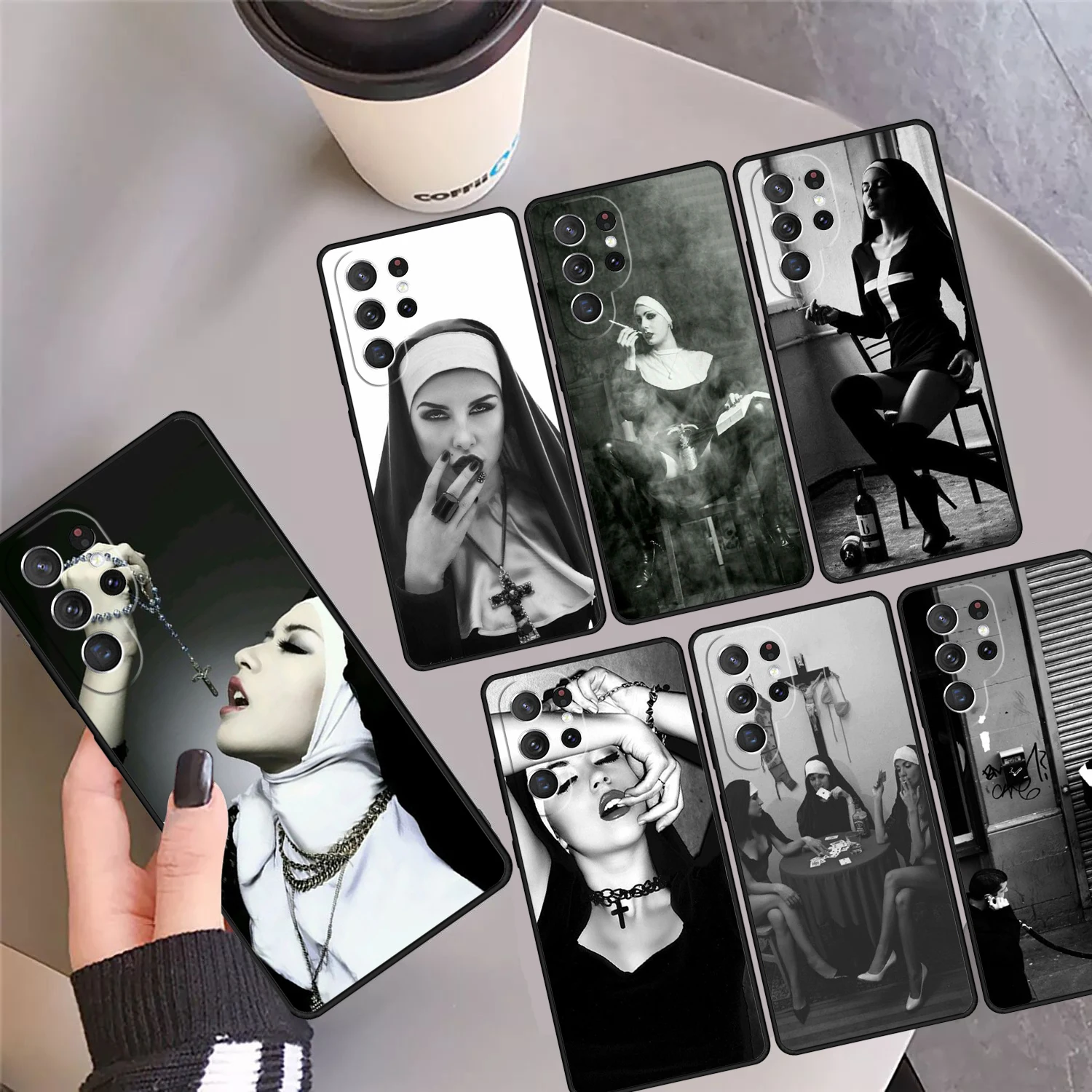 Bad Nun Gothic Sister Style Sexy Girl Phone Case Cover For Samsung Galaxy S24 Ultra 23 S22 Plus S21 FE S20 S9 S10 Note 10 Pro 20