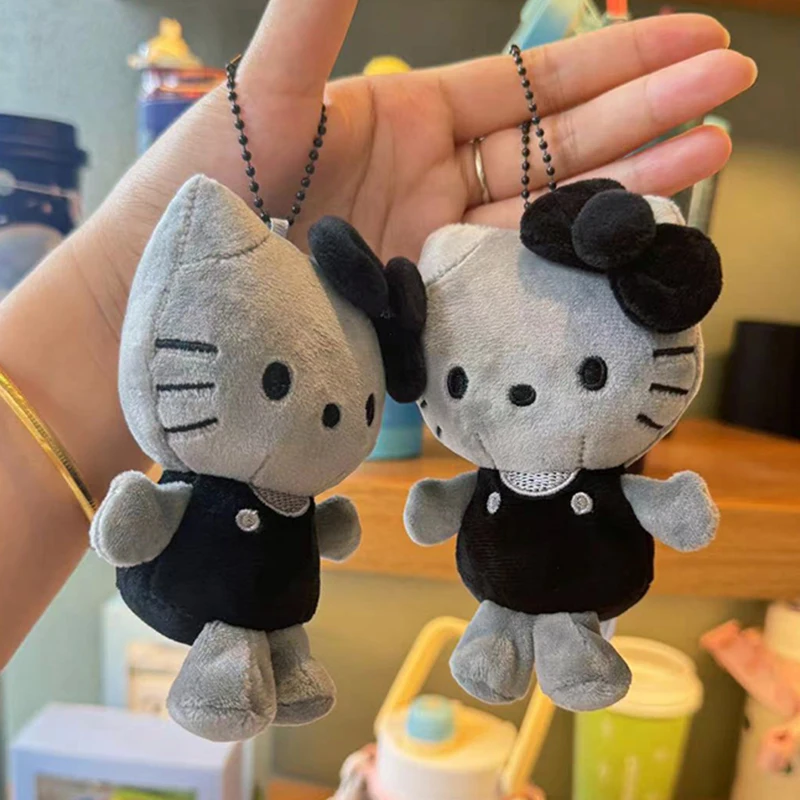 

Sanrio темно-серый плюшевый брелок Hellokittys, подвесная кукла, игрушка для украшения сумки, кошелька, игрушки, кукла, сумка-тоут, аксессуары, подарки