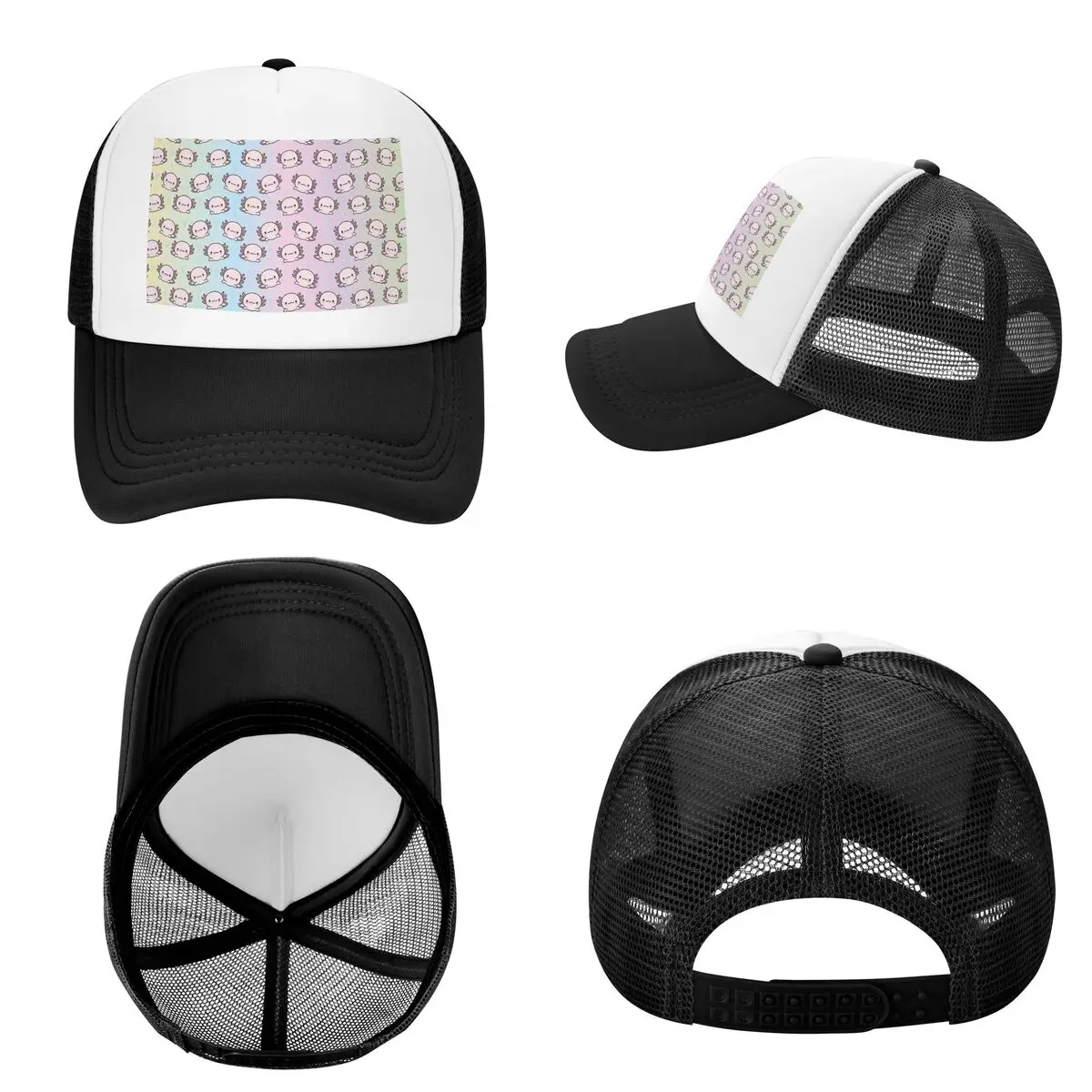 Cute Axolotl Backpack Cap Casual Mesh Baseball Caps Adjustable Hat Hip Hop Summer Unisex Baseball Hats