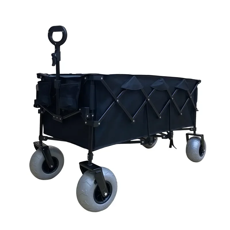 Heavy Duty Folding Camping Wagon with Large Capacity All Terrain Inflatable Wheels Outdoor Beach Garden Utility Cart for