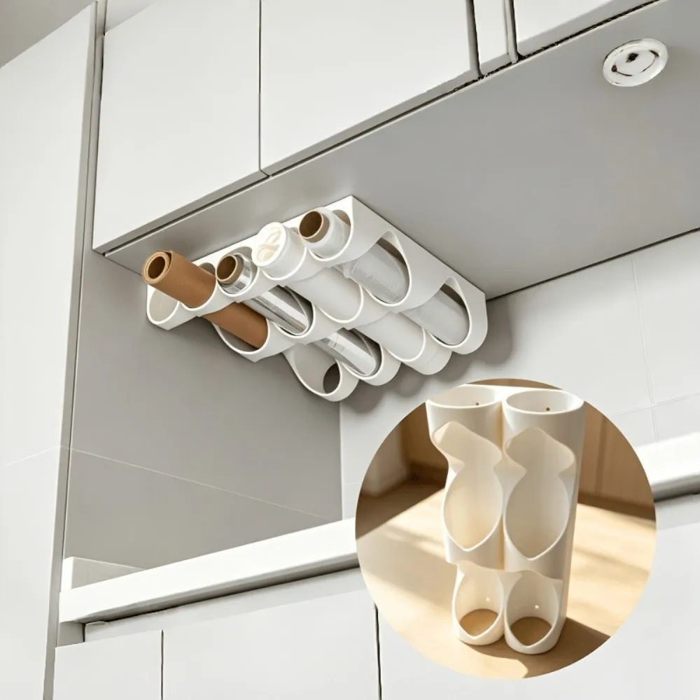 3D Printing Plastic Wrap Storage Rack Kitchen No Drill Installation Under Cabinet Cling Film Organizer PLA Modular