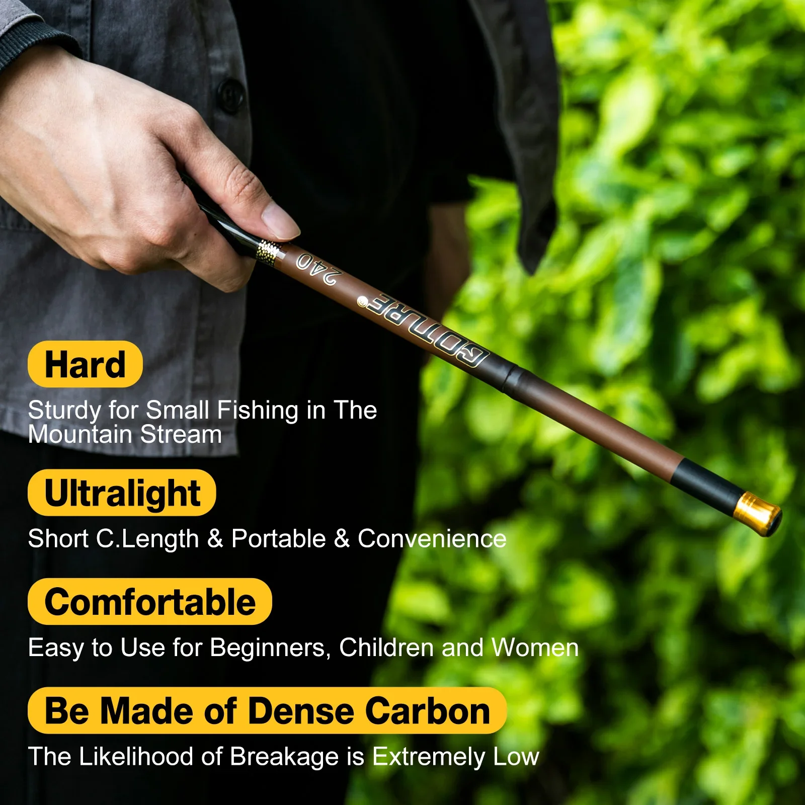 Goture 1.4m-3.6m Mini Stream Rod  24T Carbon Fiber UltraLight Telescopic Fishing Rod for Stream Lake Freshwater Fishing Tackle image 5