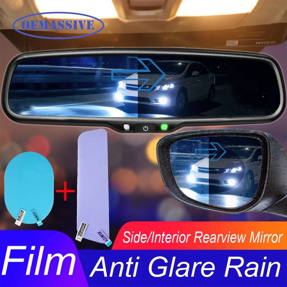 Anti Fog / Glare Rain Nano Coat Cover Rearview Mirror Sticker Film Driver Sight Protector Mirror Clean Kit 85 x 145mm 198 X 52mm