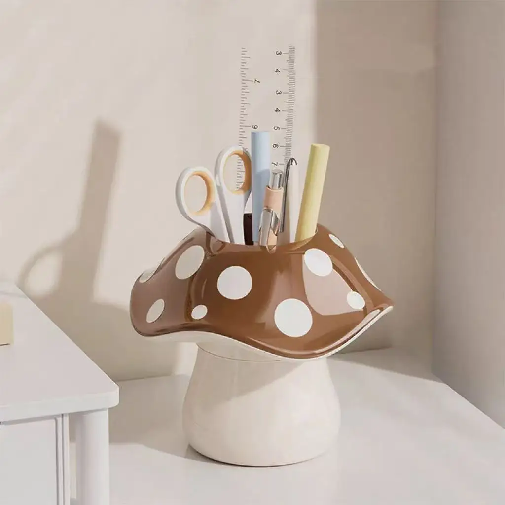 Cute Mushroom Pen Holder, Desk Organizer for Makeup Brushes Pens, School Stationery Storage, Back to School Gift