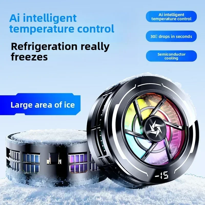 Phone Radiator Semiconductor TEC Cooler Magnetic Clip AI Temperature Display RGB Cooling Fan for Gaming Live Stream