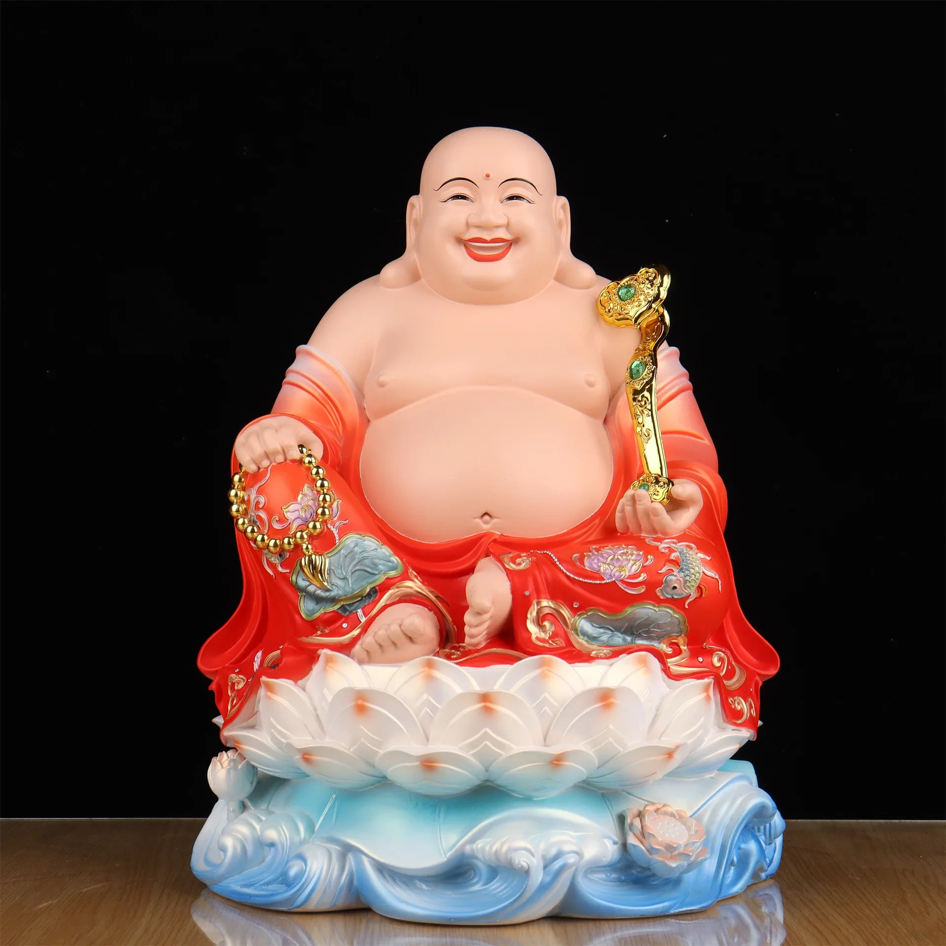 DSAThe whole hall Buddha Resin Saha Three Sages Sakyamuni Guanyin Bodhisattva Kizo Maitreya Buddha home offering ornament