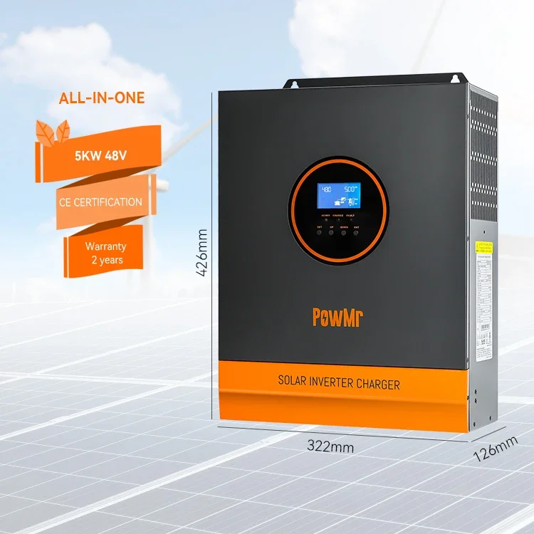 

PowMr High Efficiency 5KW 48V Off Grid Solar Inverter 120Vac 80A Hybrid Solar Inverter With MPPT Solar Charge Controller