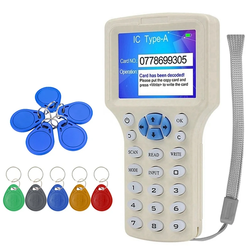 

RFID NFC Считыватель смарт-карт + 5XCUID/T5577 Брелок RFID Дубликатор 125K 13,56M IC/ID Устройство записи ключей RFID-репликатор Программатор