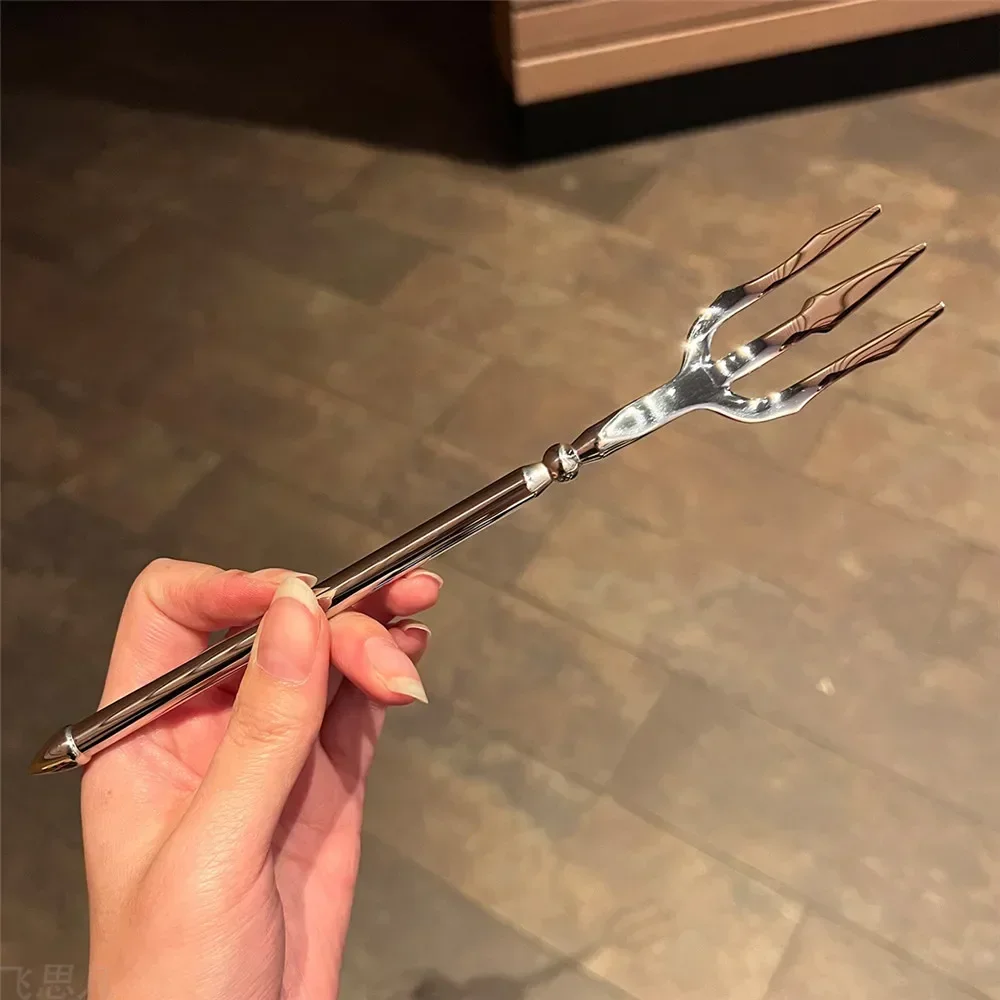 Poseidon Trident Shape Stainless Steel Food Fruit Fork Mirror Plating Cutlery High-grade Restaurant Tableware